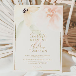 Invitación Elegante boda de acuarela floral suave en negrita 
