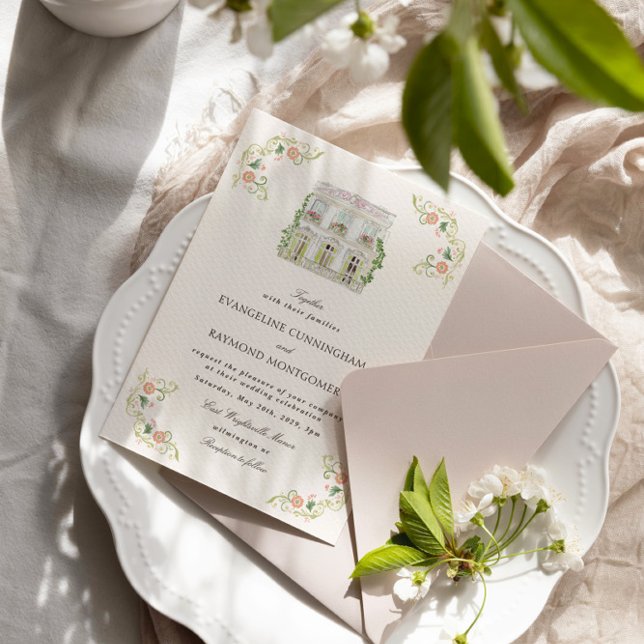 Invitación Elegante Boda de Acuarela Manor Rococó (Subido por el creador)