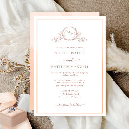 Invitación Elegante Boda de acuarela monograma