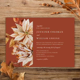 Invitación Elegante Boda de acuarela otoño Flora Terracotta