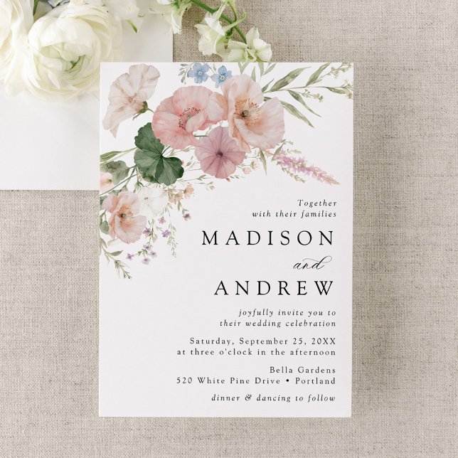 Invitación Elegante Boda de acuarela romántica floral (Subido por el creador)