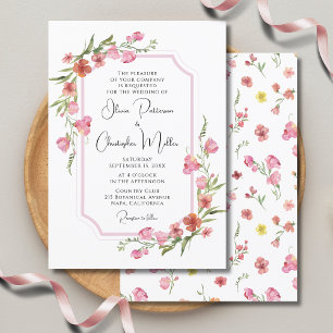 Invitación Elegante Boda de acuarela romántica floral