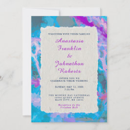 Invitación Elegante Boda de acuarela rosa azul abstracto