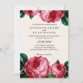 Invitación Elegante Boda de acuarela rosada botánica