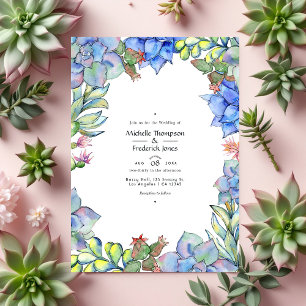 Invitación Elegante Boda de Acuarela Succulenta y Floral
