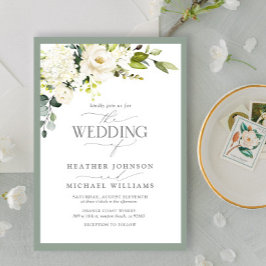 Invitación Elegante Boda de acuarela verde gris gris verde