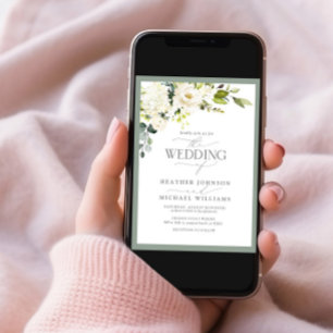 Invitación Elegante Boda de acuarela verde gris gris verde