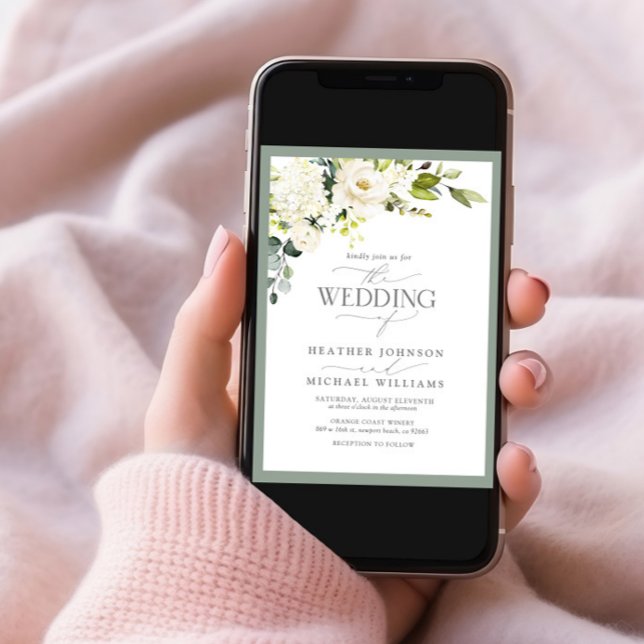 Invitación Elegante Boda de acuarela verde gris gris verde (Subido por el creador)