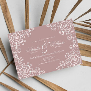 Invitación Elegante boda de adorno floral mauve rosa