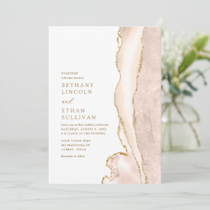 Invitación Elegante Boda de Agate de Marfil de Oro