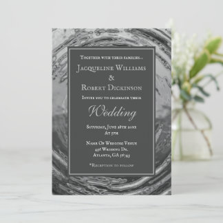 Invitación Elegante Boda de Agua Cromo Líquido Plateado