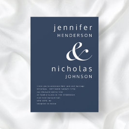 Invitación Elegante Boda de Ampersand Azul Marino