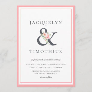 Invitación Elegante Boda de Ampersand Botánico de Rubor