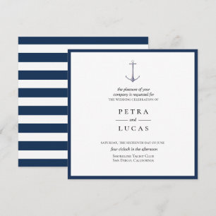 Invitación Elegante Boda de Anclaje de Acuarela