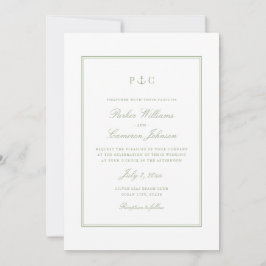 Invitación Elegante Boda de Anclaje Verde Náutico