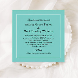Invitación Elegante Boda de Aqua Blue Square