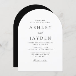 Invitación Elegante Boda De Arco Blanco Y Negro