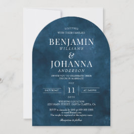 Invitación Elegante Boda de Arco de Acuarela Azul Floral