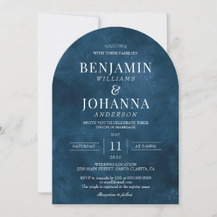 Invitación Elegante Boda de Arco de Acuarela Azul Floral
