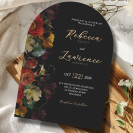 Invitación Elegante boda de arco de flores de luna modernas