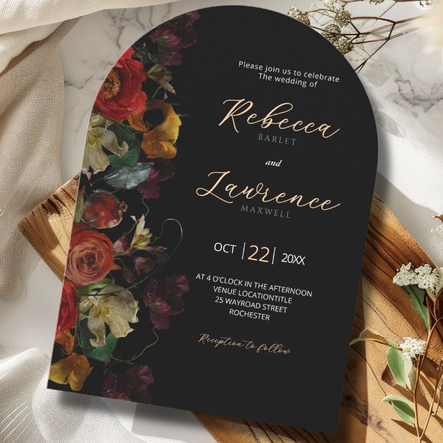 Invitación Elegante boda de arco de flores de luna modernas (Subido por el creador)