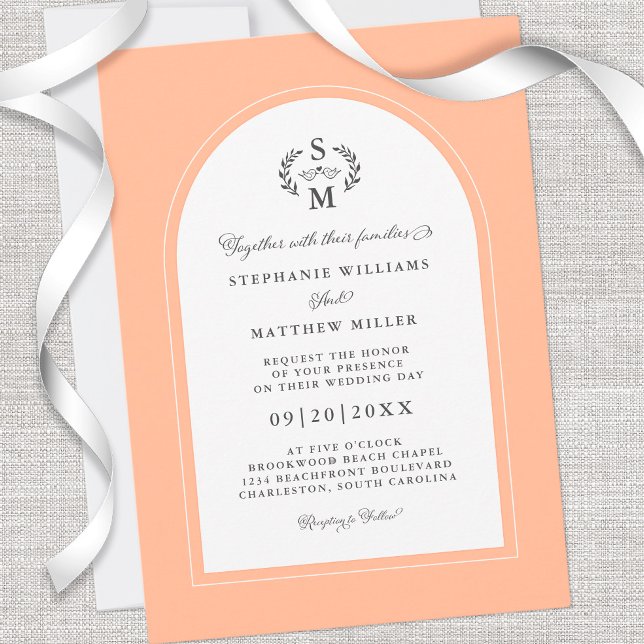 Invitación Elegante Boda de arco Escudo de caligrafía de melo (Subido por el creador)