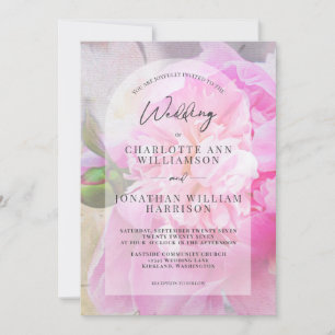 Invitación Elegante Boda de arco floral gris rosado de Rubor