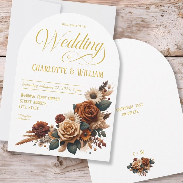 Invitación Elegante Boda de Arco Guión Floral Rústica (Subido por el creador)