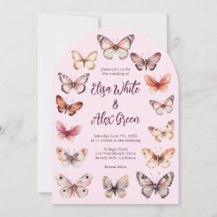 Invitación Elegante Boda de Arco PERSONALIZADO de Mariposas