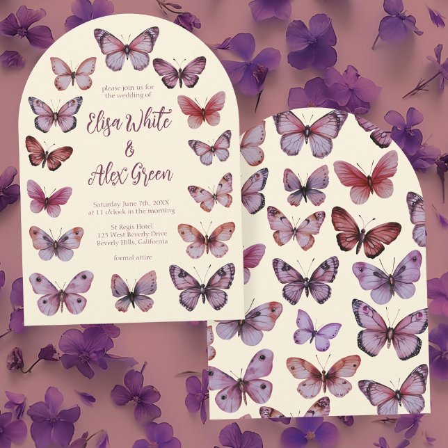 Invitación Elegante Boda de Arco PERSONALIZADO de Mariposas (Elegant Butterflies CUSTOM Arch Wedding Invitation
)