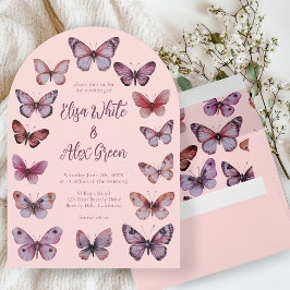 Invitación Elegante Boda de Arco PERSONALIZADO de Mariposas