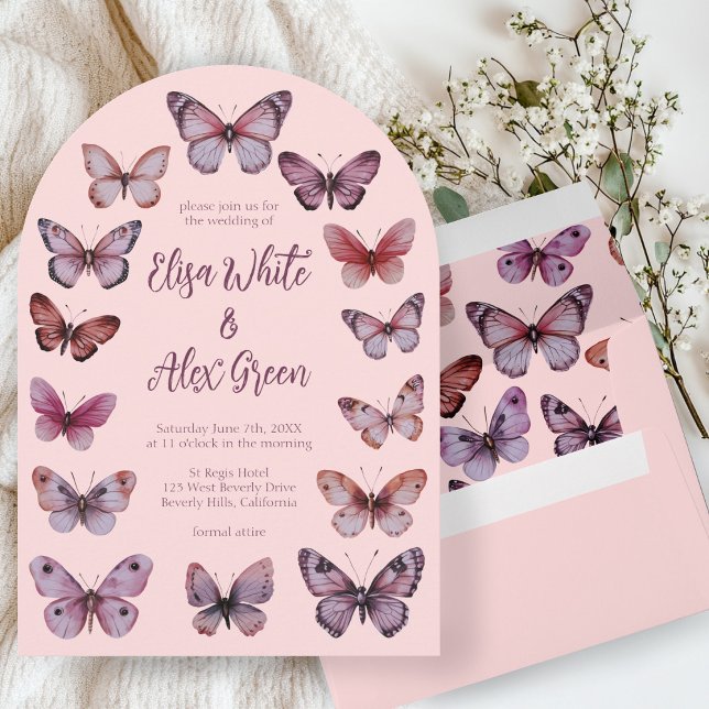 Invitación Elegante Boda de Arco PERSONALIZADO de Mariposas (Elegant Butterflies CUSTOM Arch Wedding Invitation
)