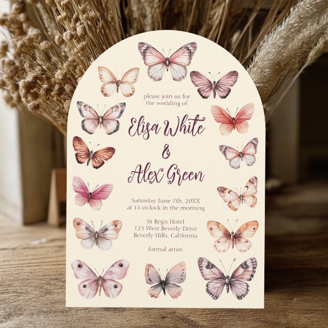 Invitación Elegante Boda de Arco PERSONALIZADO de Mariposas (Elegant Butterflies CUSTOM Arch Wedding Invitation
)