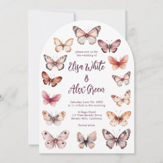 Invitación Elegante Boda de Arco PERSONALIZADO de Mariposas