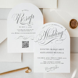 Invitación Elegante Boda de arco sencillo blanco y negro mode