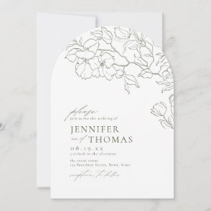 Invitación Elegante boda de arco verde de salvia floral a man