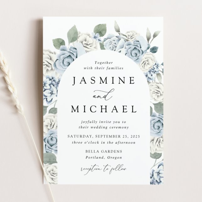 Invitación Elegante Boda de arcos florales de Arco Azul y Pol (Subido por el creador)