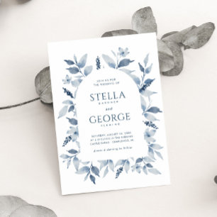Invitación Elegante Boda de arcos florales de color azul turq