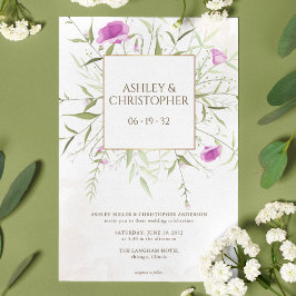 Invitación Elegante Boda de armazón de flores silvestres de l
