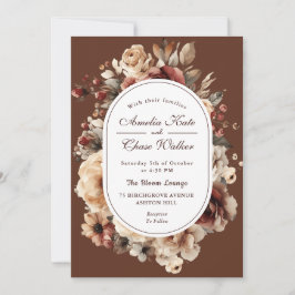 Invitación Elegante Boda de armazón floral bohemio