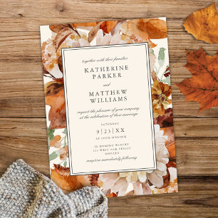 Invitación Elegante Boda de armazón floral de acuarela de oto