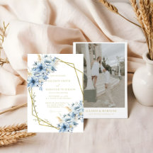 Elegante Boda de armazón geométrico floral azul