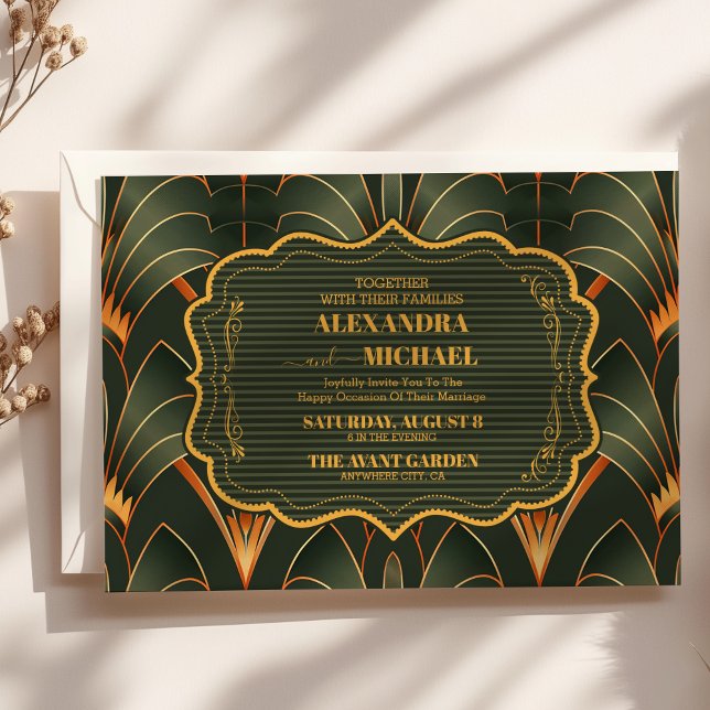 Invitación Elegante Boda de Art Deco Geométrico Art (Subido por el creador)