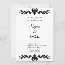 Invitación Elegante Boda de Art Deco Negro y Blanco