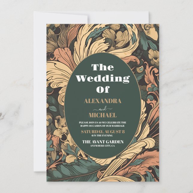 Invitación Elegante Boda de Art Nouveau floral (Anverso)