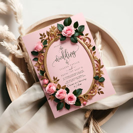 Invitación Elegante Boda de Art Nouveau Rosy Floral
