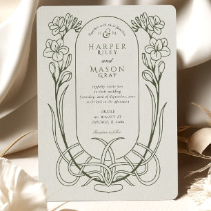 Invitación Elegante Boda de arte Art Nouveau Freesia Line