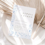 Invitación Elegante Boda de Arte de la Línea Floral Azul Fran<br><div class="desc">Invitación a la boda romántica y moderna de arte floral en azul y taupe.</div>