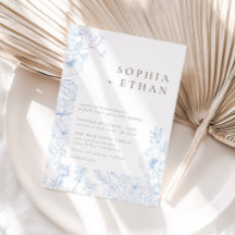 Elegante Boda de Arte de la Línea Floral Azul Fran