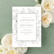 Elegante Boda de Arte de la Línea Verde Floral Sag